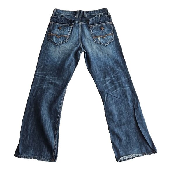 Guess Jeans Men's 34x31 Relaxed Boot Cut Medium Wash Blue Flap Pocket Embroidery - Picture 3 of 16